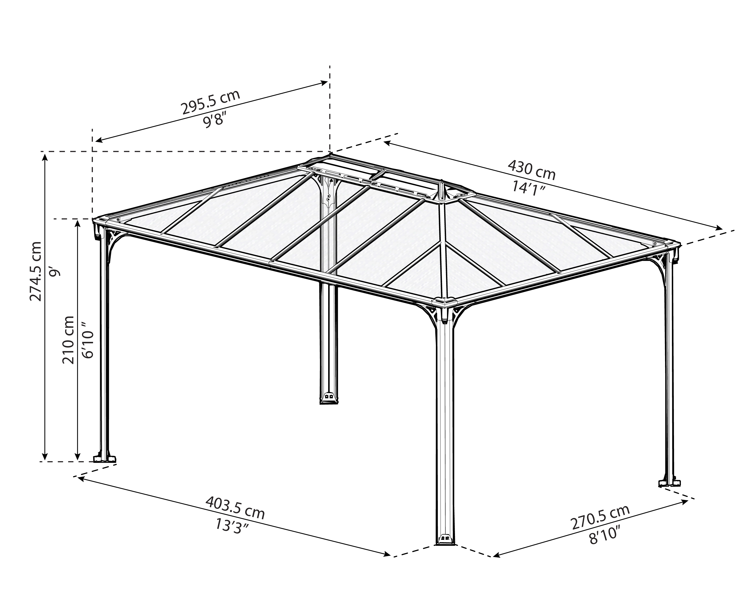 Gazebos dimensions 4300