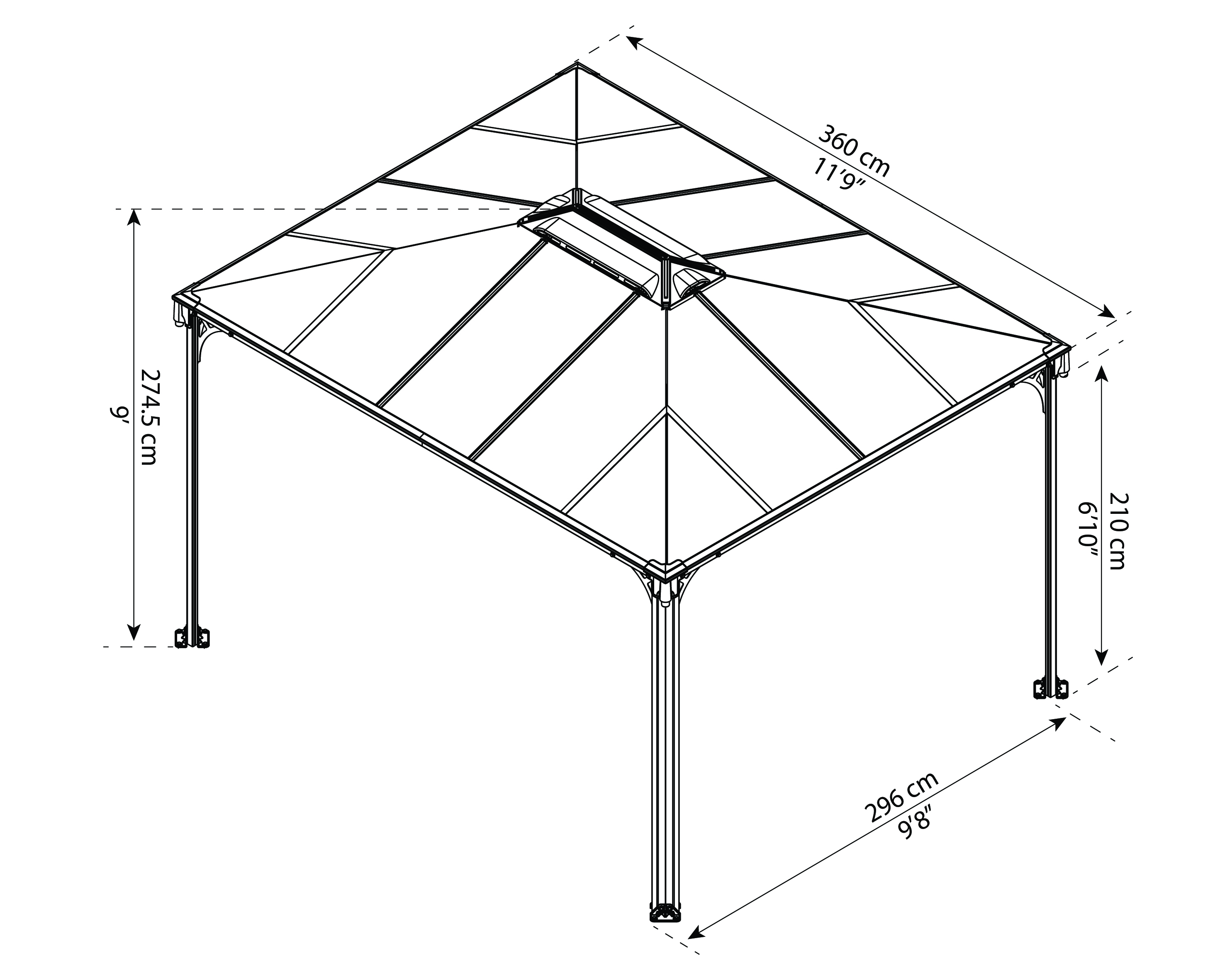 Gazebos dimensions 3600