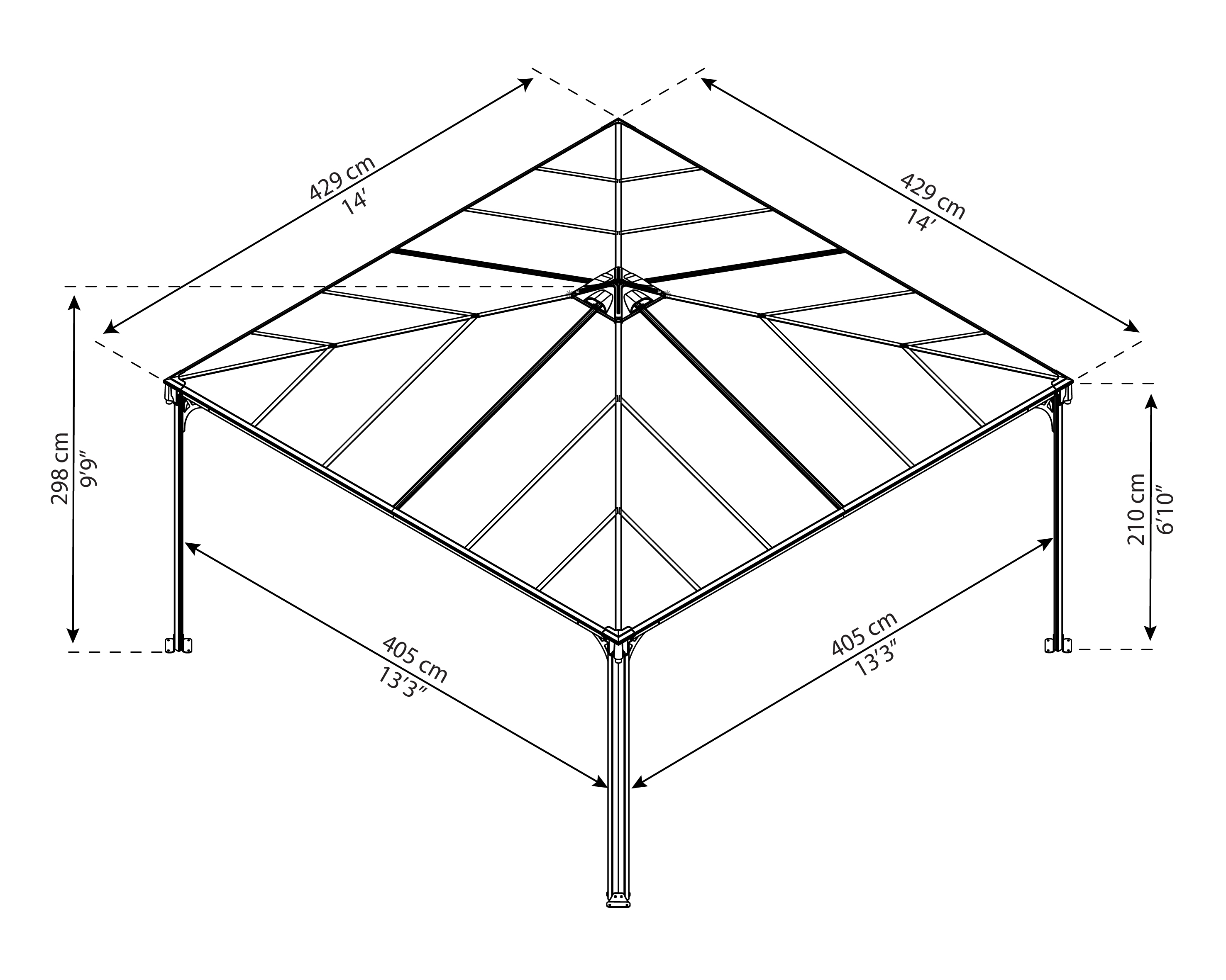 4300 x 4300 Gazebos dimensions