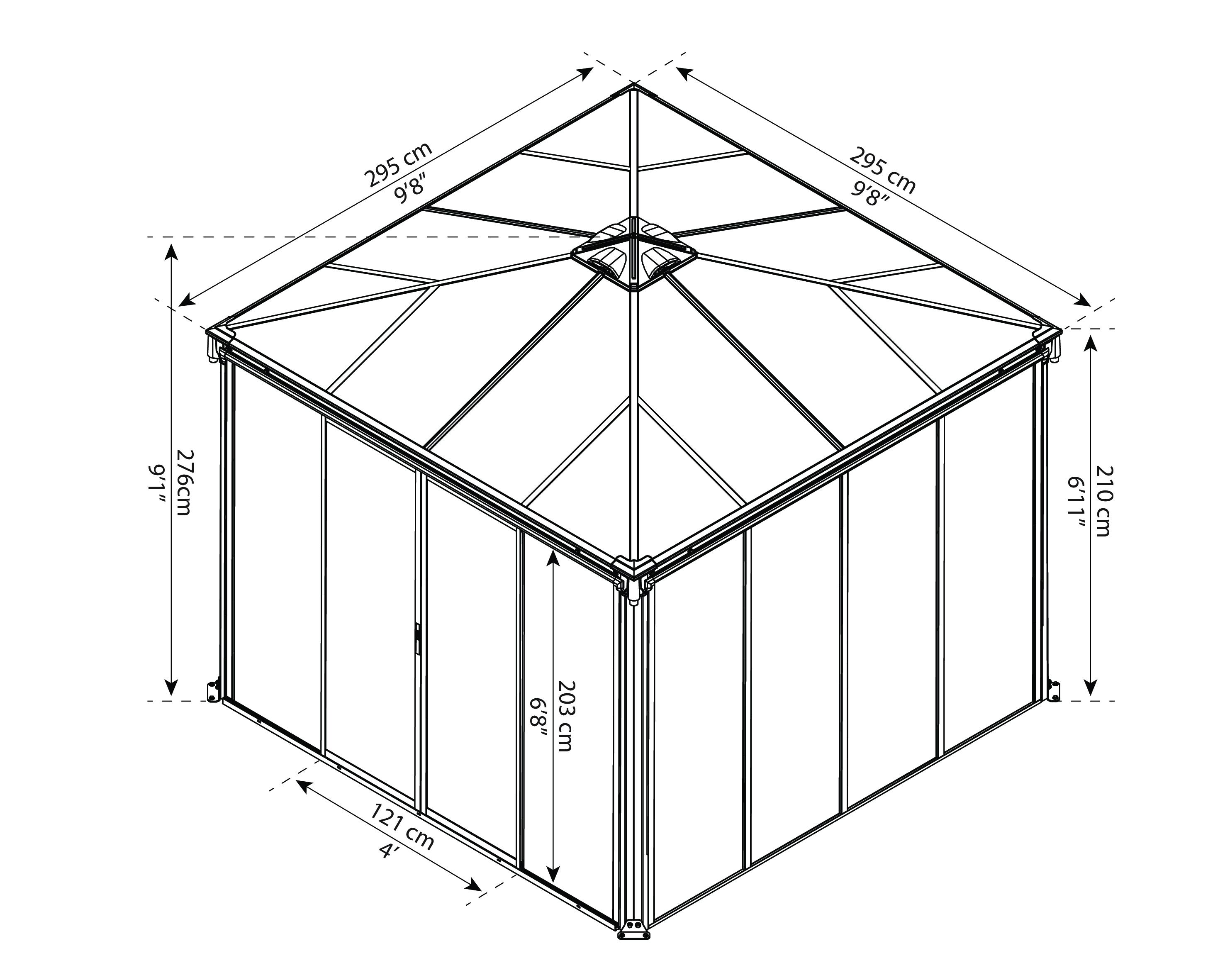 Dimensions 3000 Ledro gazebo