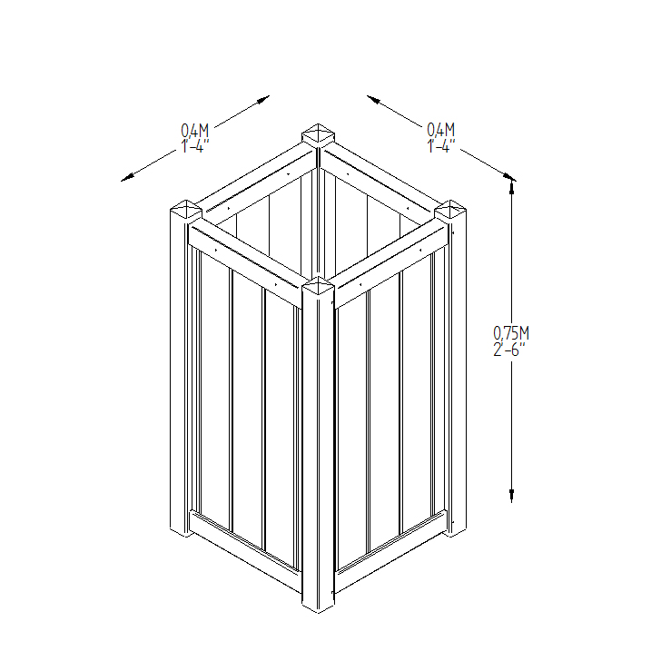 outdoor living Slender planter measurements