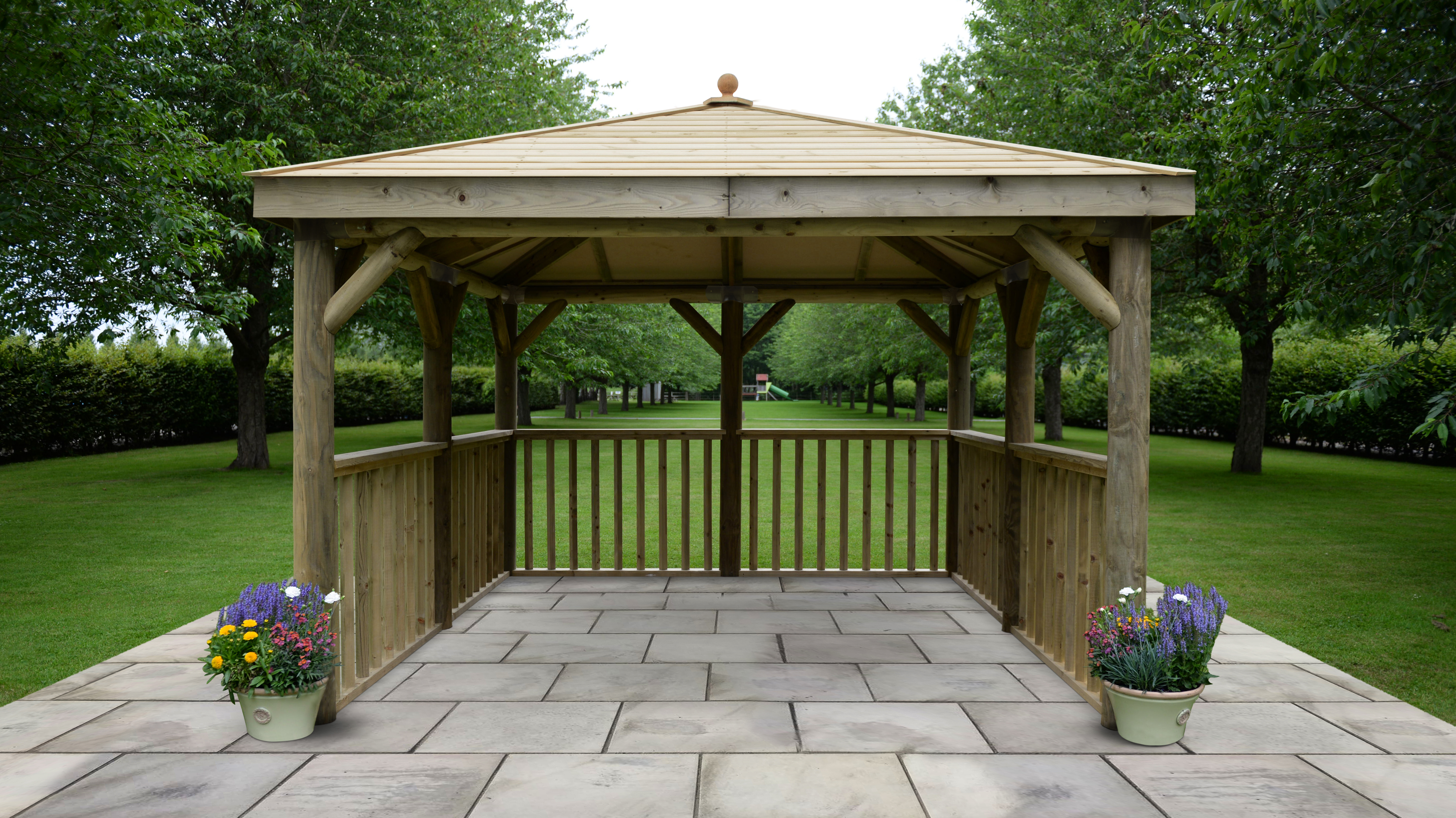 3.5m Square Wooden Gazebo