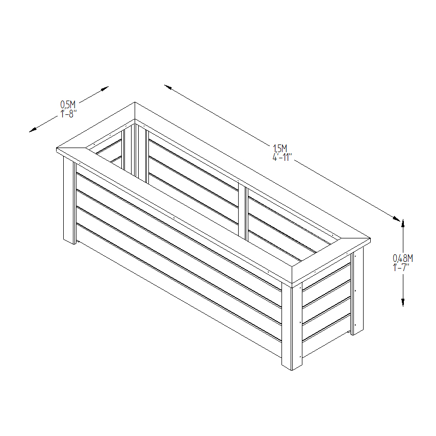 Cambridge Planter 150 x 50 measurements