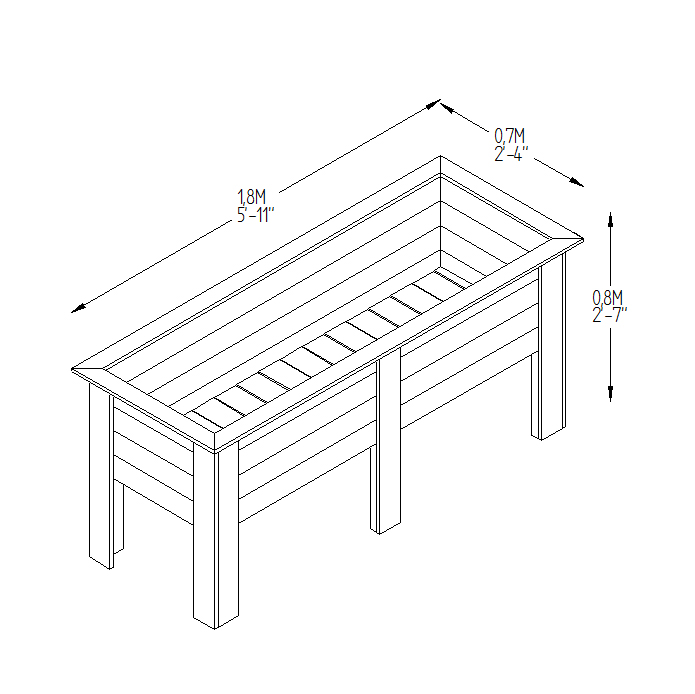 Deep Root Planter 1.8m measurements