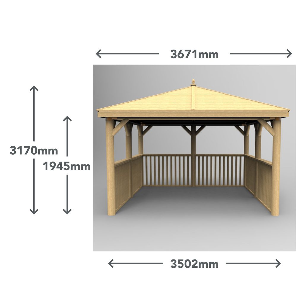 3.5 Wooden Gazebo with cedar roof measurements