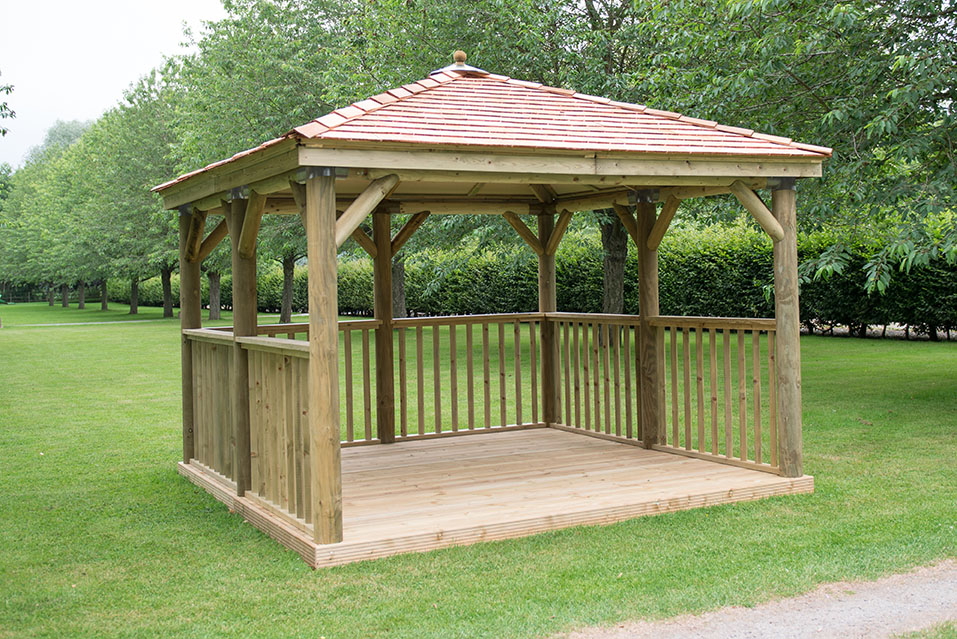 3.5 Wooden Gazebo with cedar roof with base