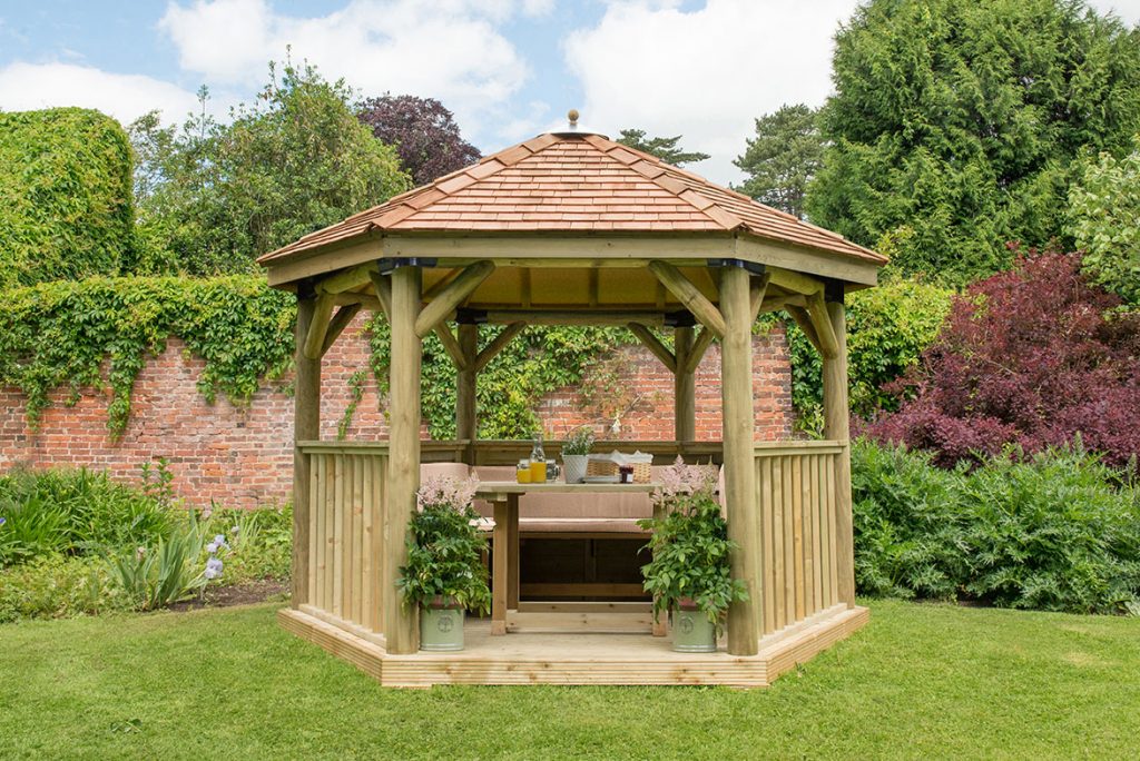 3.6m Hexagonal Wooden garden Gazebo Cream