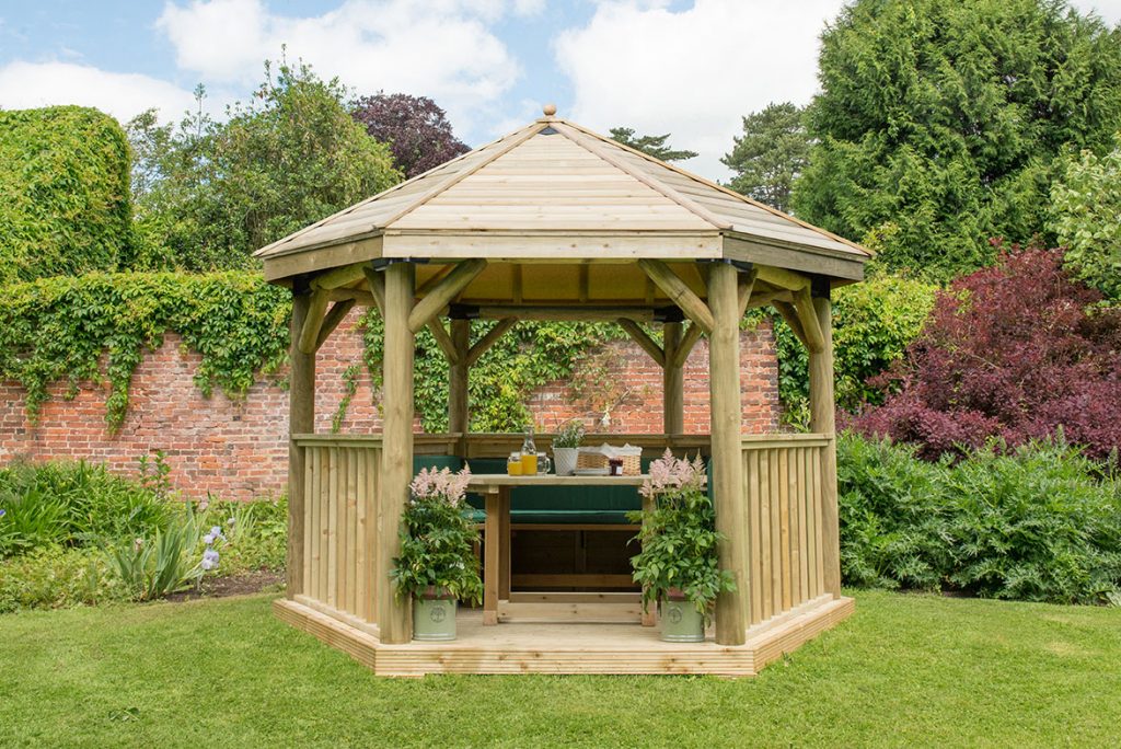 3.6m Hexagonal Wooden garden Gazebo Green