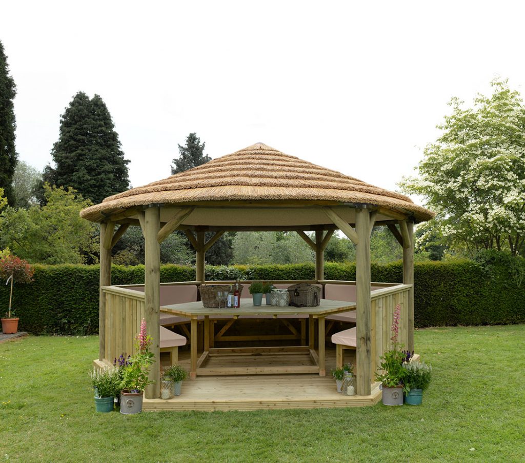 4.7m Hexagonal Gazebo Cream