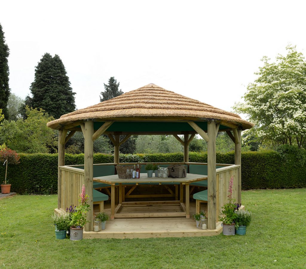 4.7m Hexagonal Gazebo Green