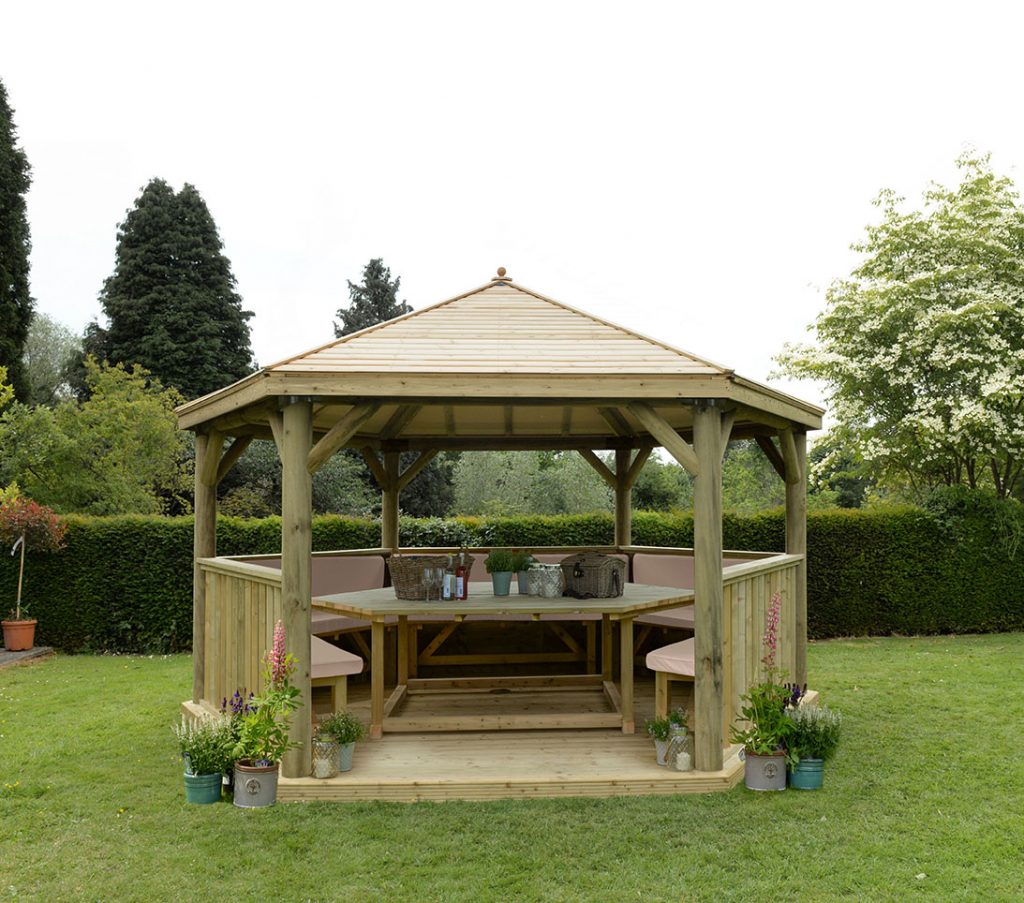 4.7m gazebos with timber roof cream