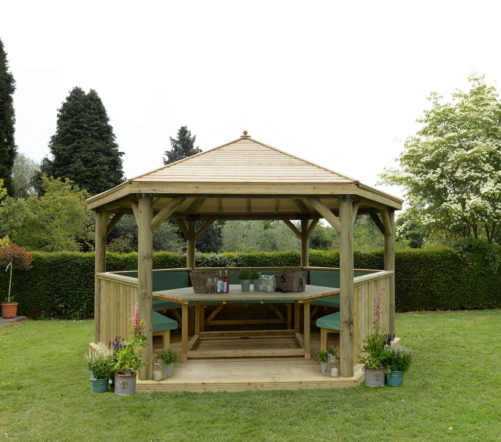 4.7m gazebos with timber roof green