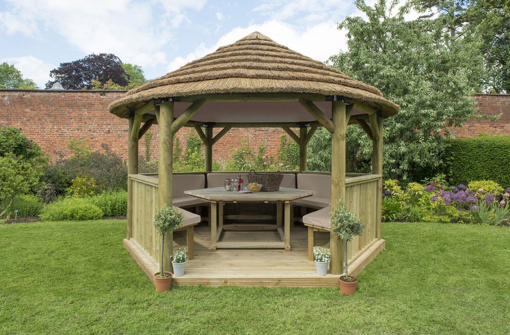 4m Hexagonal Gazebo Cream