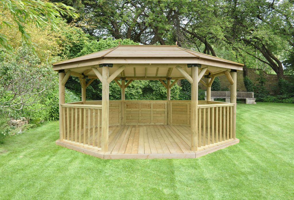 5.1 Premium Oval timber roof gazebo with benches