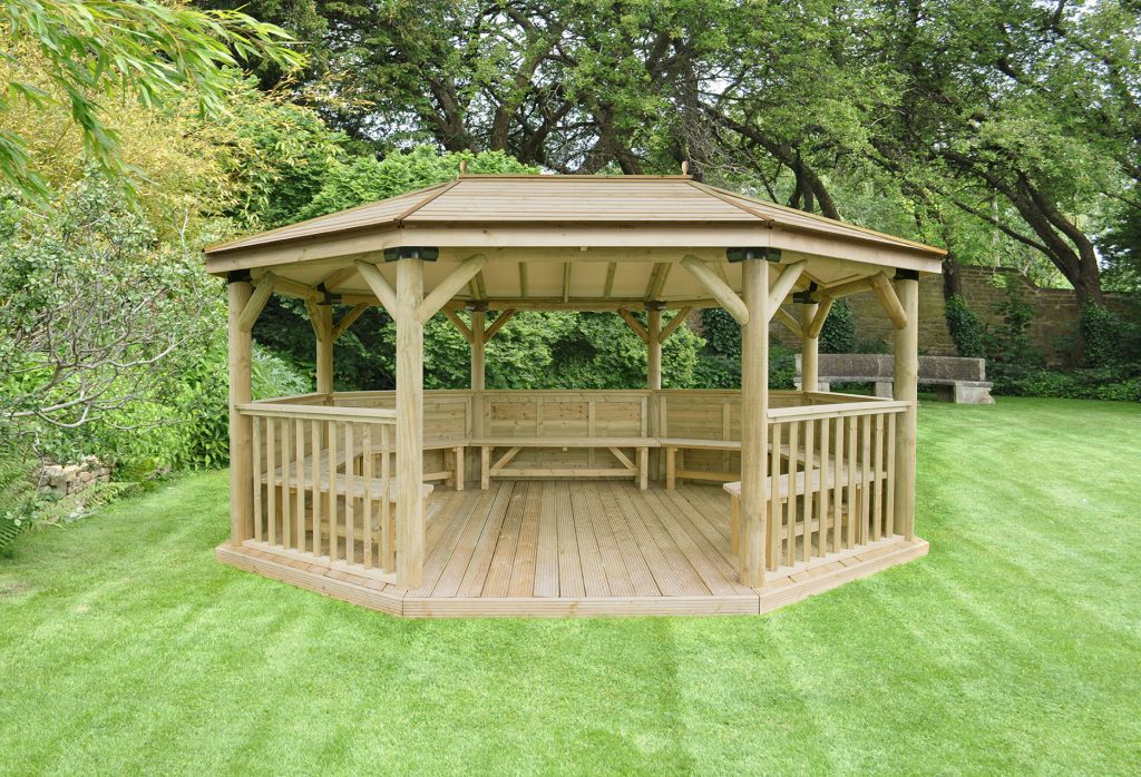 5.1 Premium  timber roof gazebo with benches