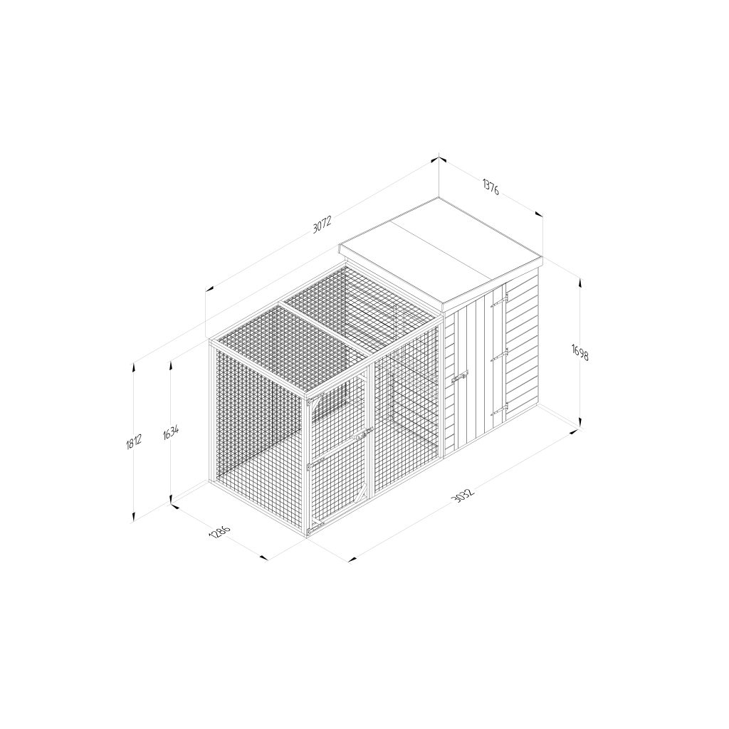 Dog kennel with run by Blackwood Outdoor