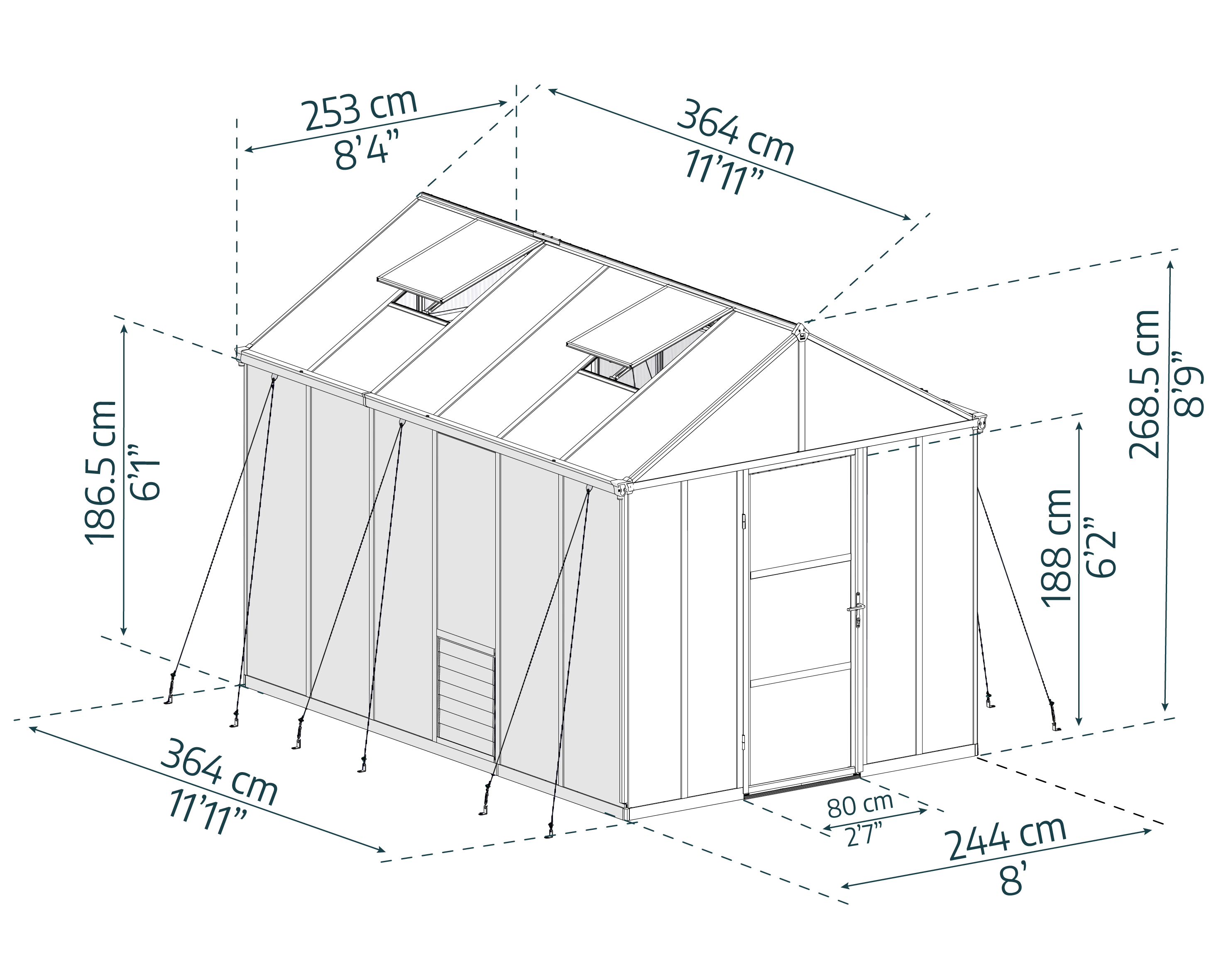 Glory Greenhouse 8 x 12 dimensions