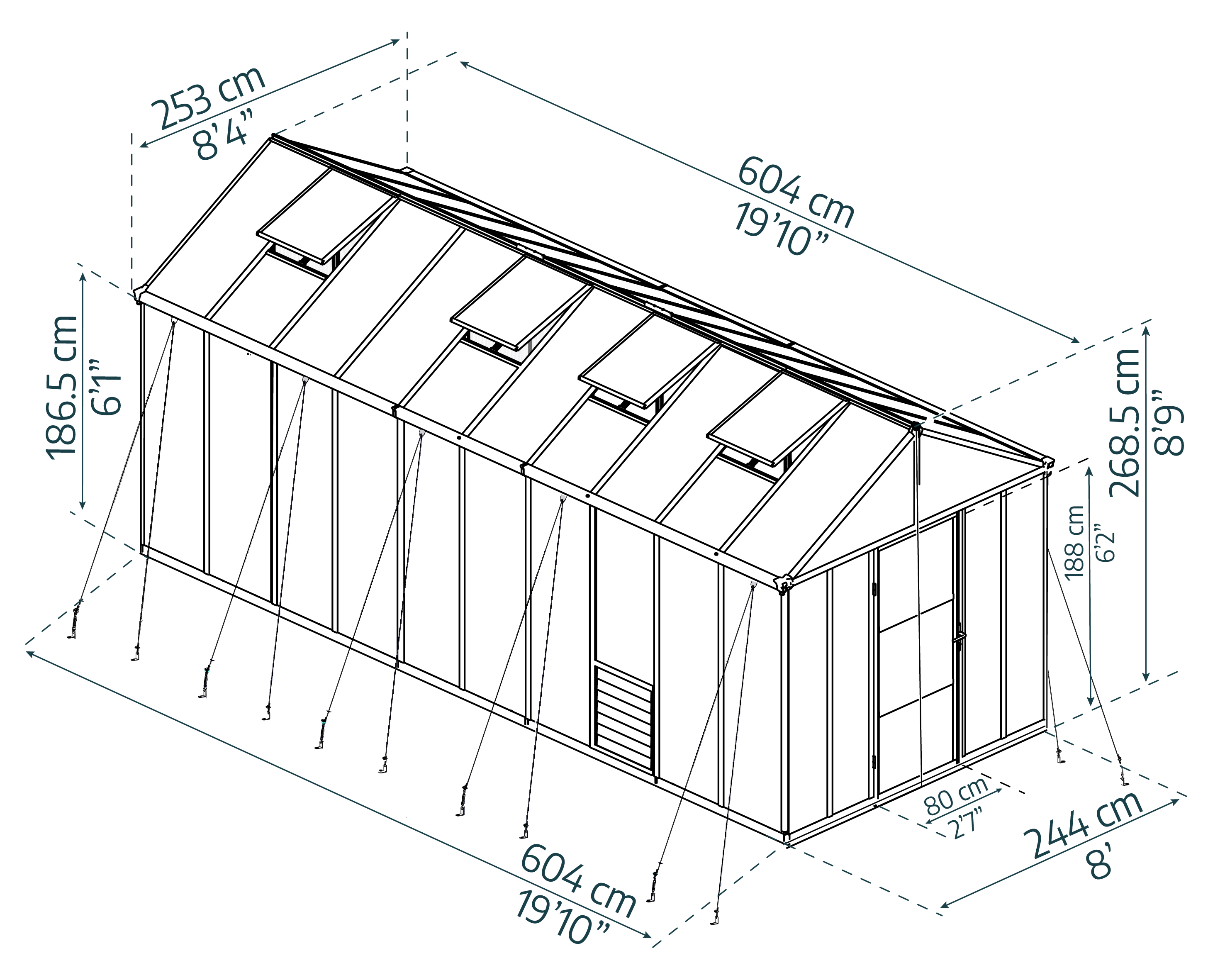 Glory Greenhouse 8 x 20 dimensions