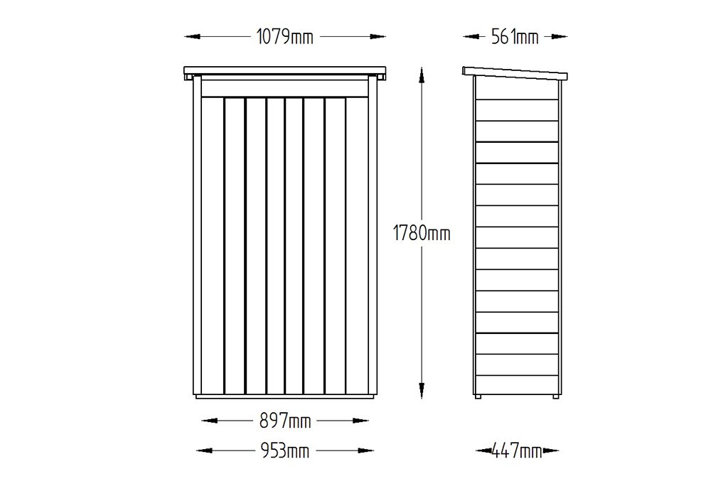 Measurements Pent Tall Garden Store