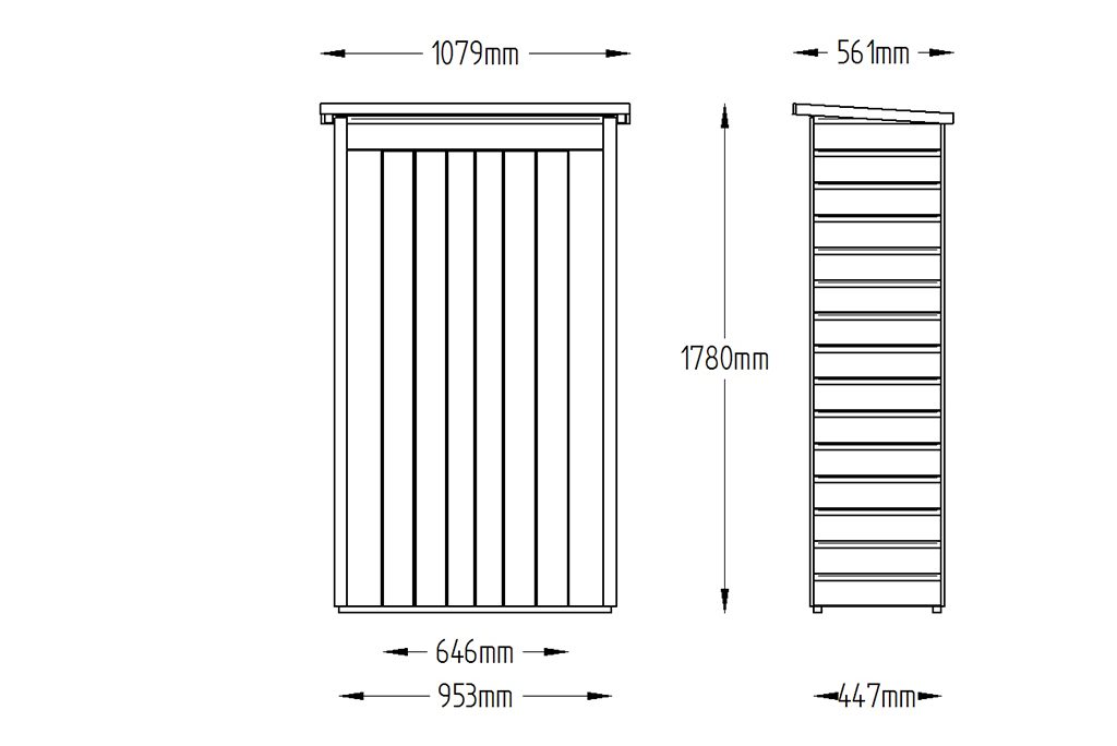 Measurements Shiplap Pent Tall Garden Store