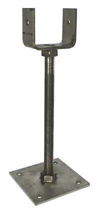 Stainless Steel adjustable post base 330mm high, stirrup 